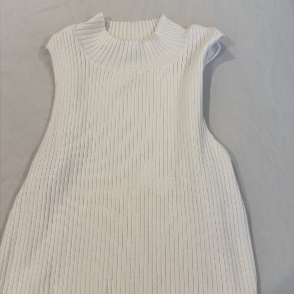 PacSun White Ribbed Sleeveless Blouse